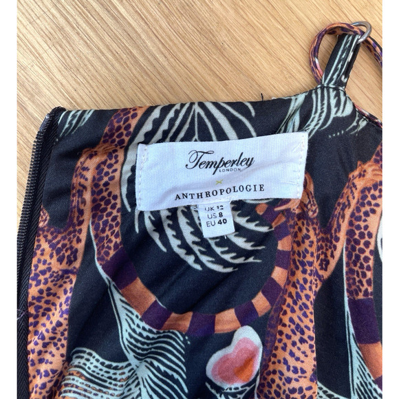 Anthropologie x Temperley London Maxi Slip Dress Size 8 Tropical Black Print - Picture 5 of 9